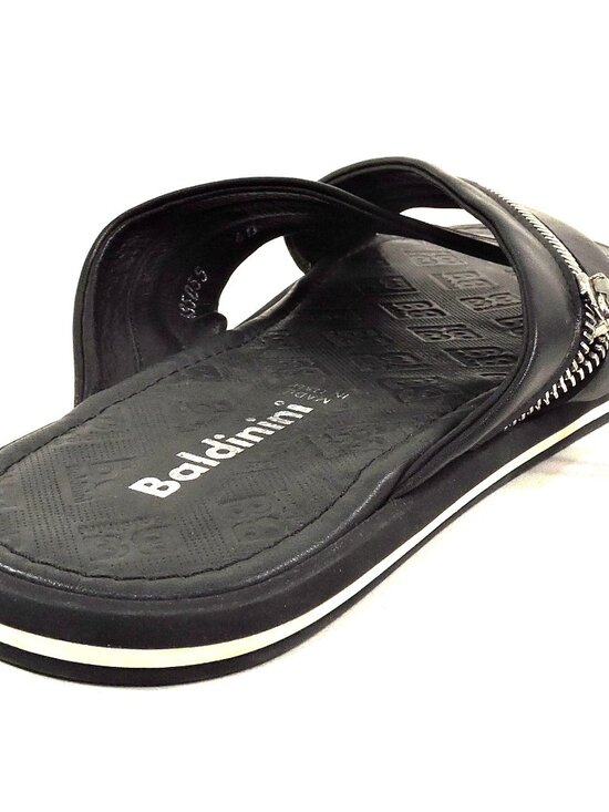 BALDININI ?? MEN\'S BLACK SOFT LEATHER COMFORT FLAT SUMMER SANDALS main image 7